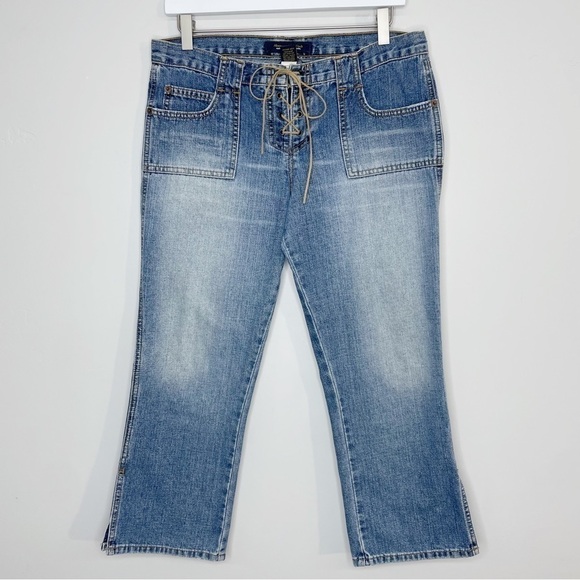 ๐
บabercrombie & Fitch Low Rise Lace Up Cropped Jeans Size 6 - Picture 1 of 6